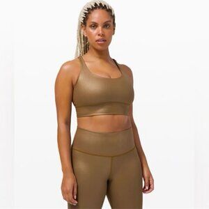 Lululemon Energy Long Line Bra - Gold Shine (Size 6)